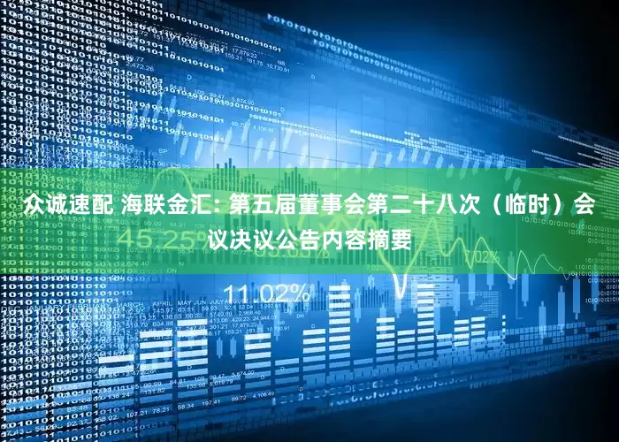 众诚速配 海联金汇: 第五届董事会第二十八次（临时）会议决议公告内容摘要