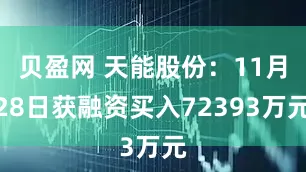 贝盈网 天能股份：11月28日获融资买入72393万元
